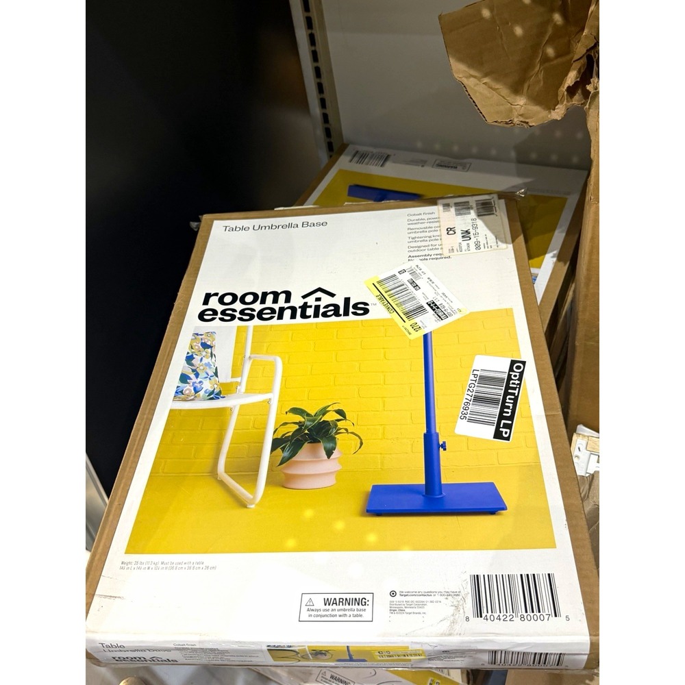 Room Essentials Adjustable Table Umbrella Base w/ Knob, Fits 1.5 in Pole, Blue